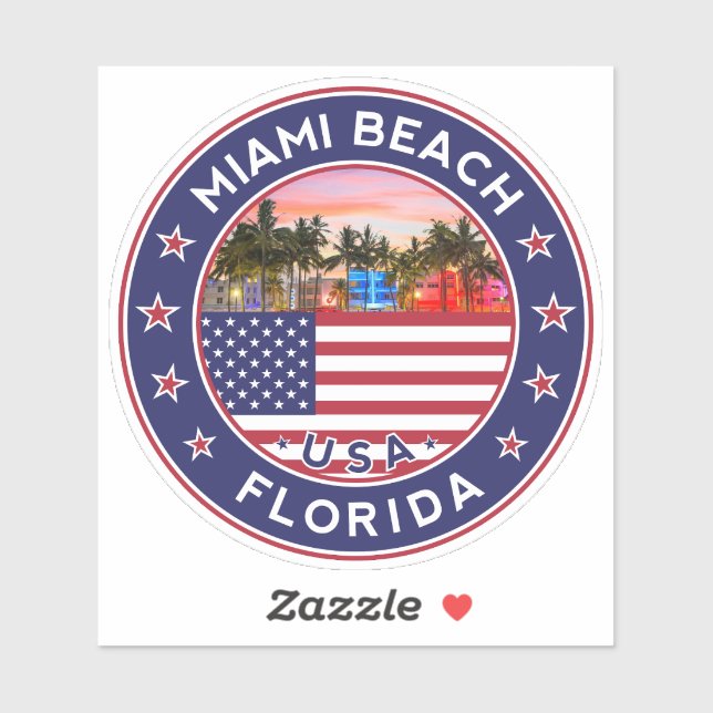 Pegatina Florida, Miami Beach (Hoja)