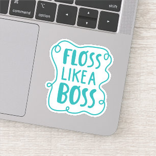 Pegatina Floss Como un jefe   Frase dental