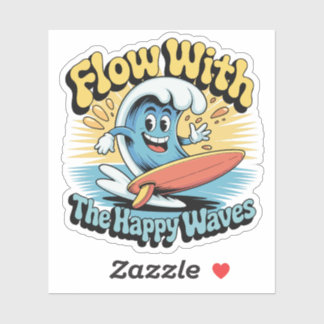 Pegatina Flow With The Happy Waves Waterproof Sticker
