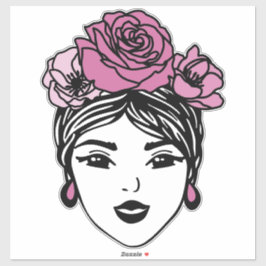 Pegatina Flower Crown Messy Bun Sticker – Pink Floral Hair 