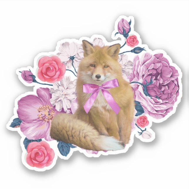 Pegatina Flower Fox (Anverso)