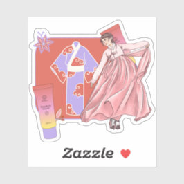 Pegatina Flowing Pink Hanbok & Glow BB Cream