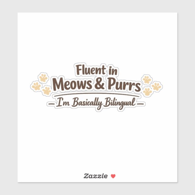 Pegatina Fluent in Meows & Purrs Funny Cat Lover Gift (Hoja)