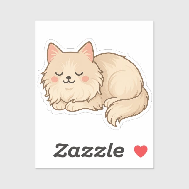 Pegatina Fluffy Cream Persian Cat Sleeping (Hoja)
