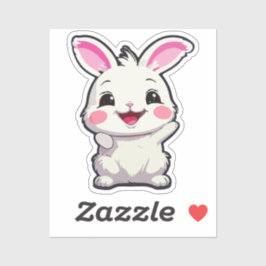 Pegatina Fluffy White Rabbit Vinyl Sticker