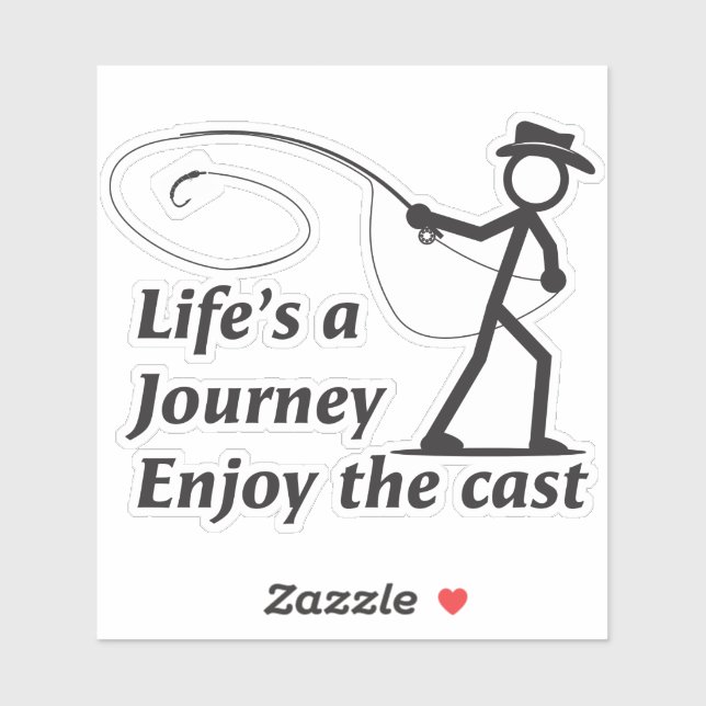 Pegatina Fly Fishing stick figure guy casting a nymph (Hoja)