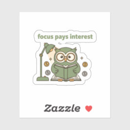 Pegatina Focus Pays Interest Sticker – Motivational Owl 