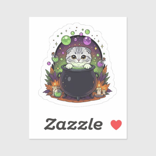 Pegatina Fold Cauldron - Halloween de Bruja de Plego Escoce (Hoja)