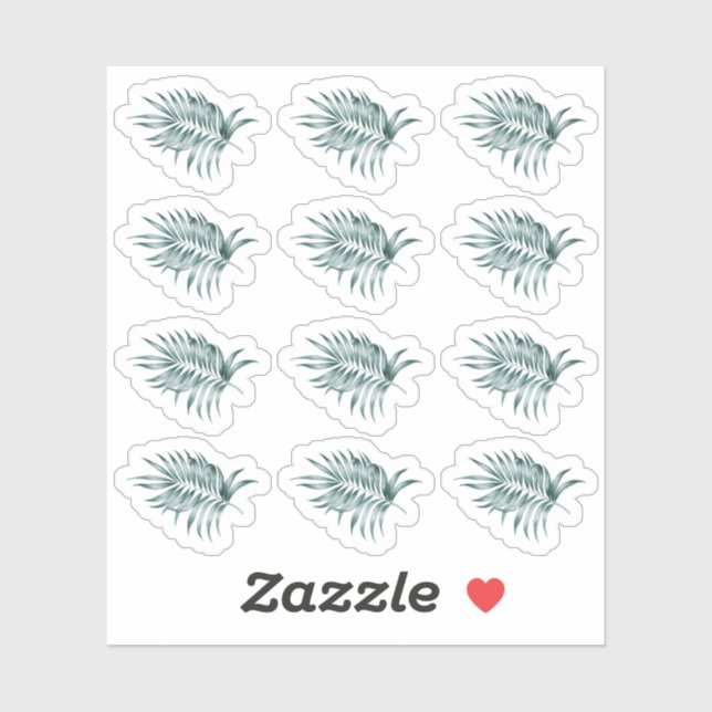 Pegatina Follaje Tropical Hojas de Palma Verde Acuarela (Hoja)