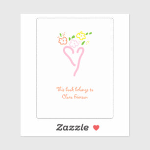 Pegatina Folleto de Corazón Blanco y Rosa