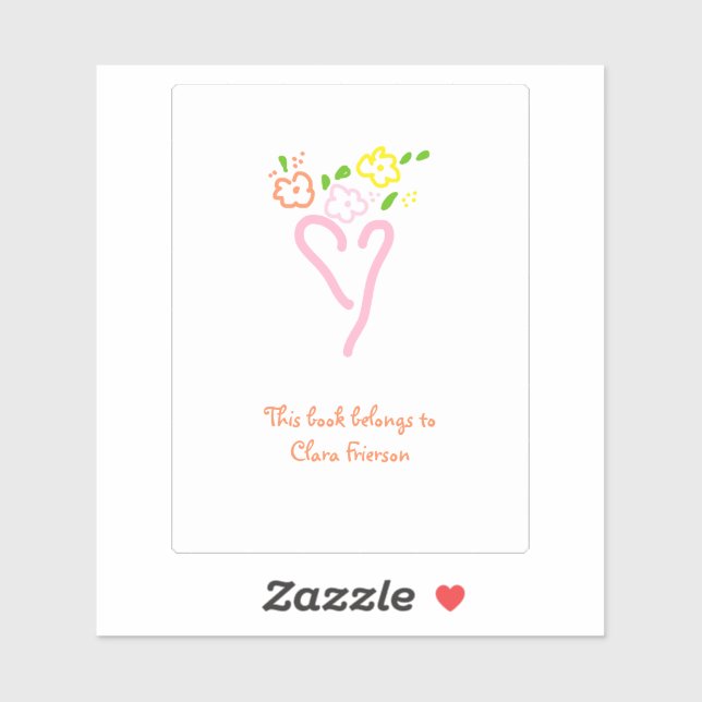 Pegatina Folleto de Corazón Blanco y Rosa (Hoja)