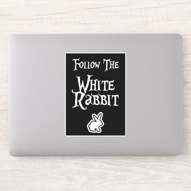 Pegatina Follow the White Rabbit (Ordenador)