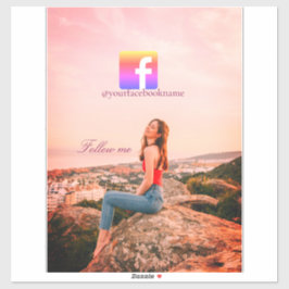 Pegatina follow us facebook username social media photo