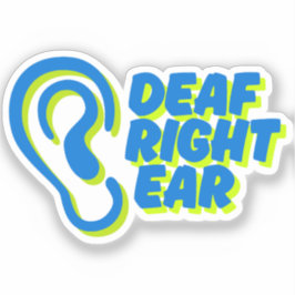 Pegatina fondo blanco del oído derecho sordo