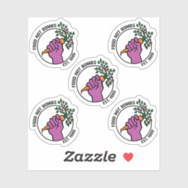 Pegatina Food Not Bombs logo sticker pack w/text & year