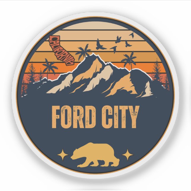 Pegatina Ford City, California (Anverso)
