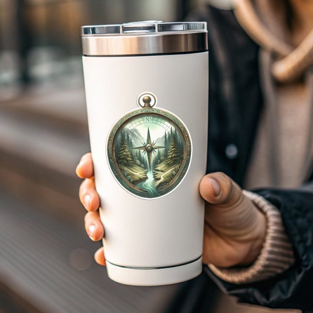 Pegatina Forest Compass Vinyl Sticker | Die-Cut Sticker (Forest Compass Vinyl Sticker | Die-Cut Sticker by PiggyPrint Stickers)