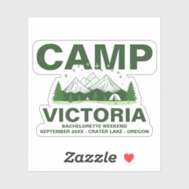 Pegatina Forest Green Mountain Camp Bachelorette Custom-Cut