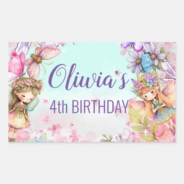 Pegatina forestal encantado de hadas (Anverso)