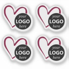 Pegatina Forma de corazón borgoñona simple con logotipo o i