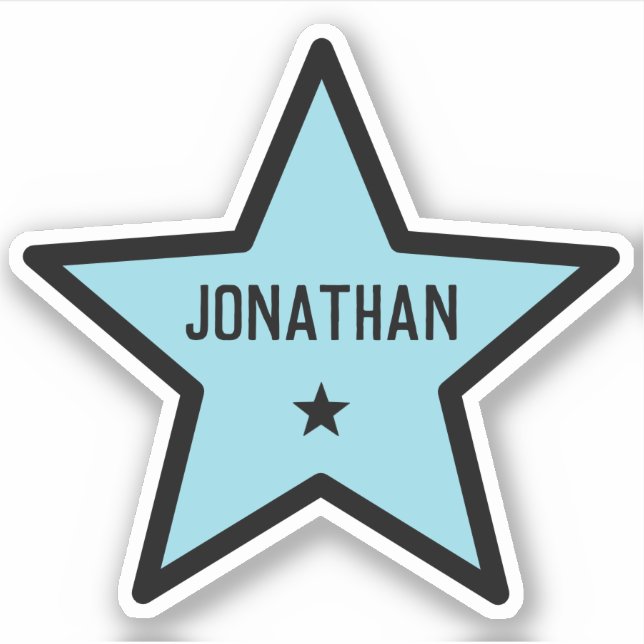 Pegatina Forma de estrella azul simple y genial con nombre  (Anverso)