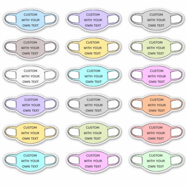 Pegatina Forma de máscara de cara de texto personalizado (Anverso)