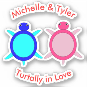Pegatina Forma de Personalizado de pareja de tortugas peque