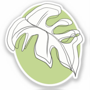 Pegatina Forma geométrica de hoja de Monstera minimalista