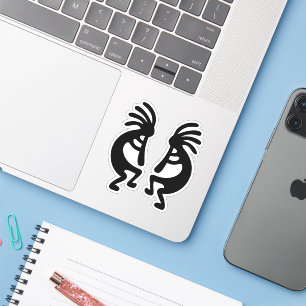 Pegatina Forma Kokopelli de la silueta negra del suroeste