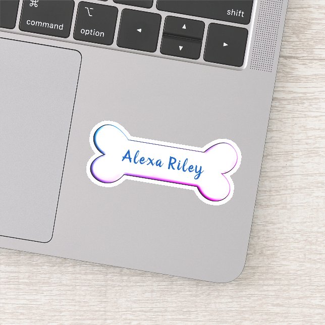 Pegatina forma ósea de perro arco iris (Detalle)