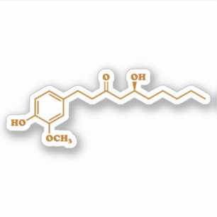 Pegatina Fórmula química de la Molécula Ginger Gingerol
