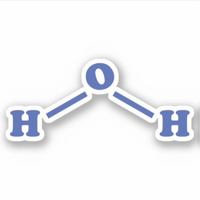 Pegatina Fórmula química molecular de agua (Anverso)