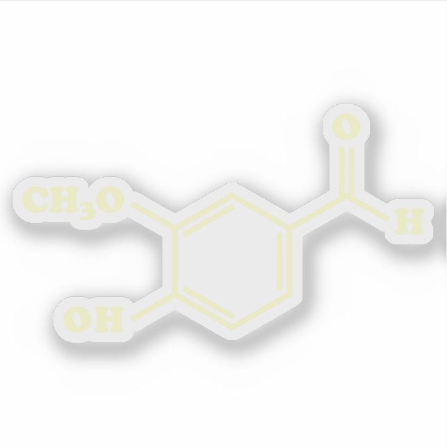 Pegatina Fórmula química molecular de vainilla (Anverso)