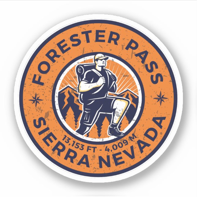 Pegatina Forster Pass Senking, california siera nevada tria (Anverso)