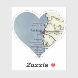 Pegatina Fort Bragg California Vintage Map