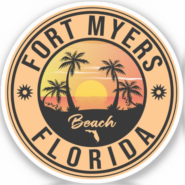 Pegatina Fort Myers Beach Retro - Florida Souvenirs Pegatin (Anverso)