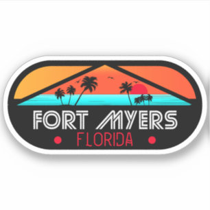 Pegatina Fort Myers Florida Beach - recuerdo retro vintage