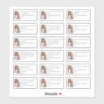 Pegatina Foto 18 Destinatarios individuales Gracias Boda<br><div class="desc">Foto de 18 destinatarios individuales Gracias Boda de mensajes y nombres. ¡Añade un mensaje personal de agradecimiento a cada uno de tus favores de boda! Puede añadir un mensaje y un nombre diferentes a cada pegatina de la hoja, junto con la foto para obtener un toque especial. Ideal para tu...</div>