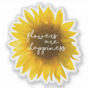 Pegatina Foto de girasol real Campo Flores son felicidad