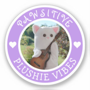 Pegatina Foto de Vibraciones de Peluche Morado Kawaii Lindo