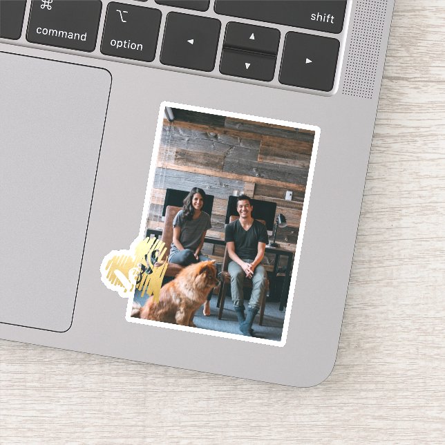 Pegatina Foto personalizada de Gold Love Heart (Detalle)