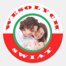 Pegatina fotográfico de Navidades polaco-estadouni