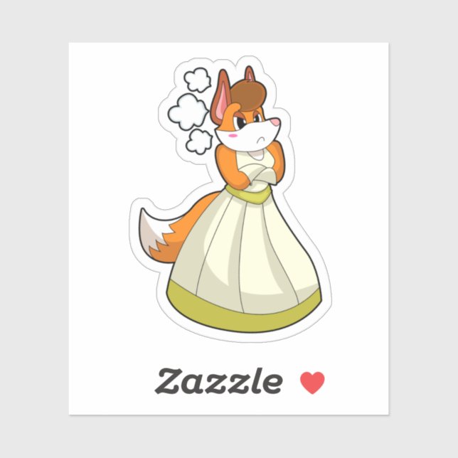 Pegatina Fox as Bride with Wedding dress.PNG (Hoja)