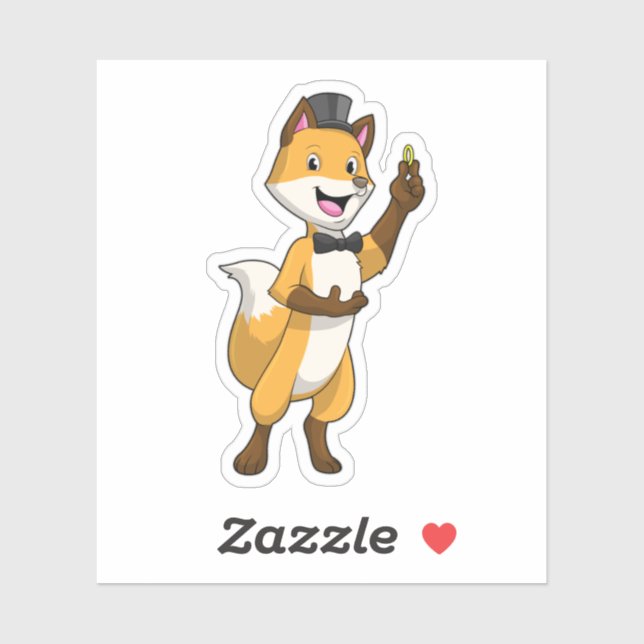 Pegatina Fox as Groom con anillo Boda (Hoja)