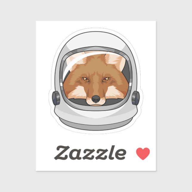 Pegatina Fox como astronauta con casco (Hoja)