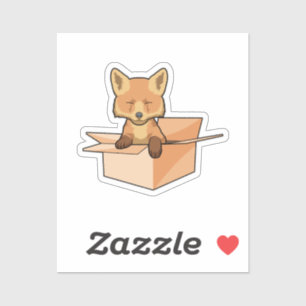 Pegatina Fox como bebé en caja
