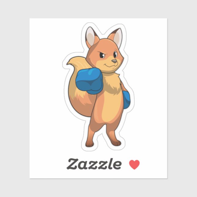 Pegatina Fox como Boxer con guantes de boxeo (Hoja)