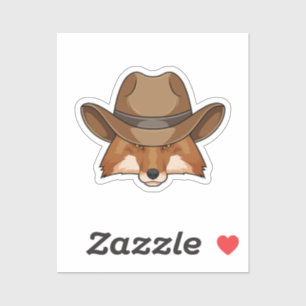 Pegatina Fox como Cowboy con Gorra