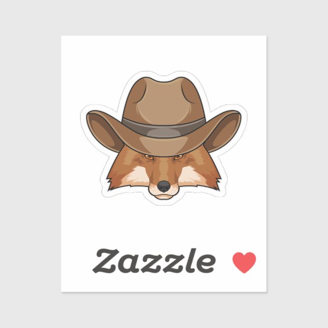 Pegatina Fox como Cowboy con Gorra (Hoja)