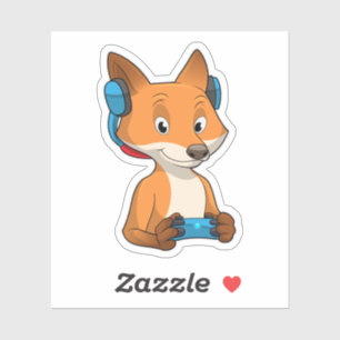 Pegatina Fox como Gamer con Joystick